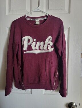 PINK Victoria's Secret Maroon Crewneck Sweatshirt with White Logo